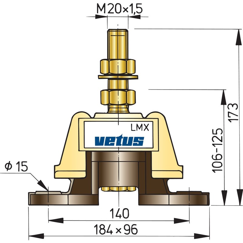 Vetus flexibles Motorlager Typ LMX140