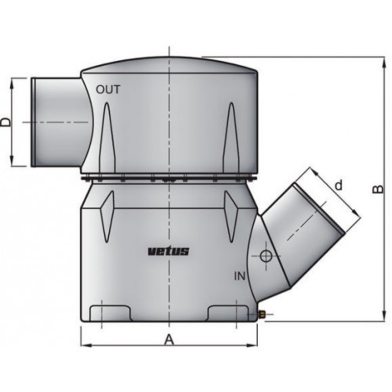 Vetus Kunststoff-Wassersammler 45° 127/127mm Vetus Kunststoff-Wassersammler 45° 127/127mm