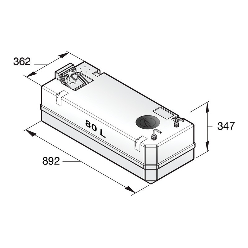 Vetus Dieseltank 80l kpl. 10mm Anschluß