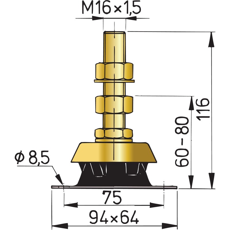 Vetus flexibles Motorlager Typ-K25