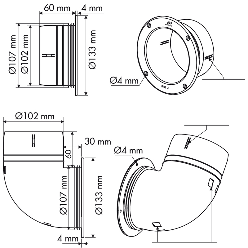 PLASTIMO SCHLAUCHANSCHLUSS GERADE DURCHM. 4 ZOLL