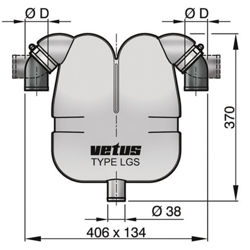 Vetus Auspuffgas-Separator 38 45mm Anschl.