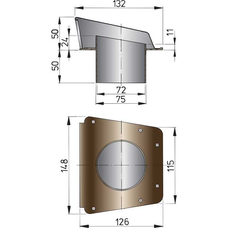 Vetus Lüftungsmuschel SCIROCCO, AD=75mm