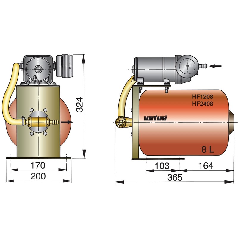 Vetus Wasserdrucksystem 12V/8l
