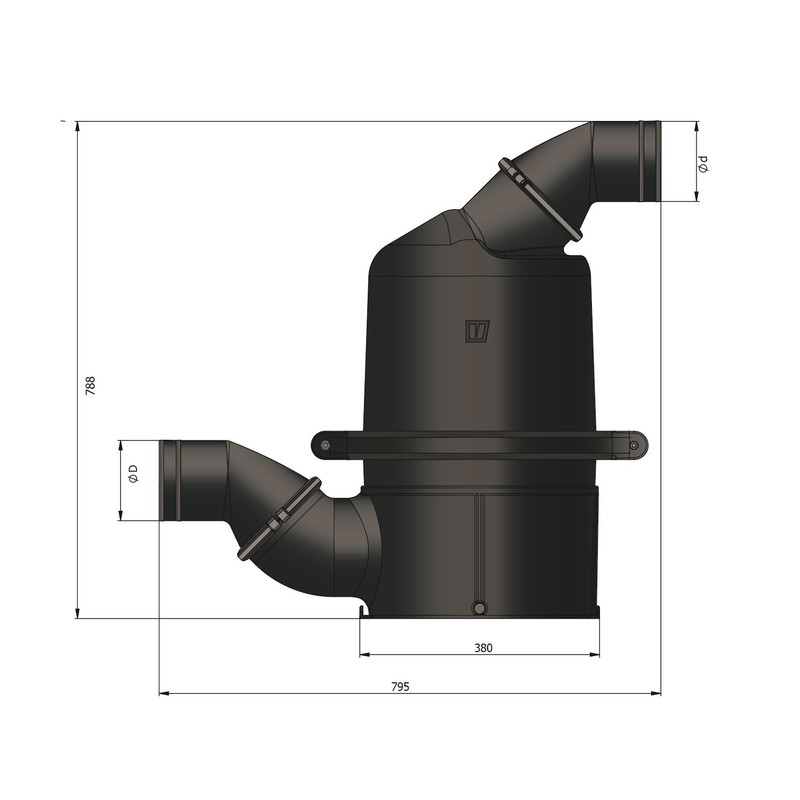 Vetus Wassersammler, schwarz, Ø152mm Vetus Wassersammler, schwarz, Ø152mm