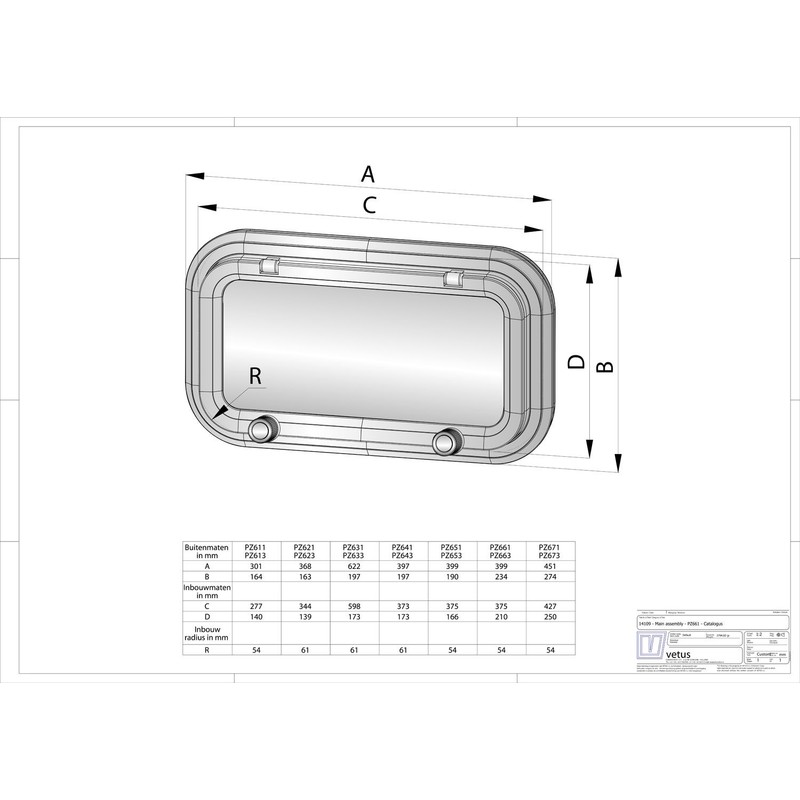 Vetus Bullauge PZ611, Aluminium, Kategorie A1