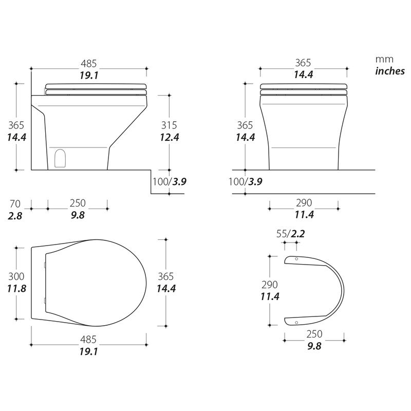 Tecma Compass Toilette 24V Short weiss ECO