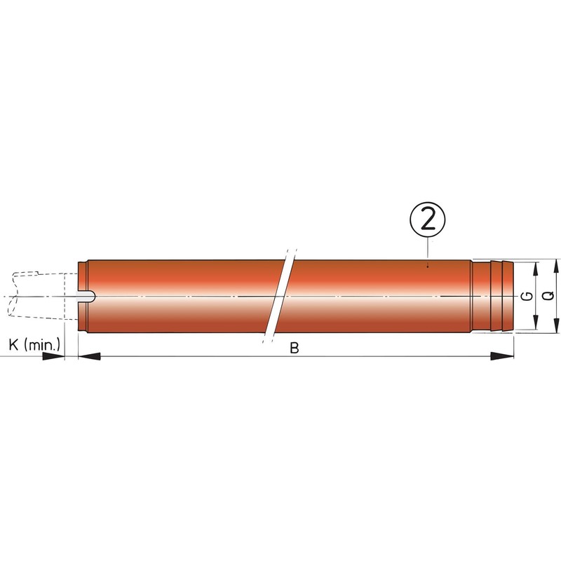 Vetus Stahl-Stevenrohr Ø 45 mm, L=2000 mm