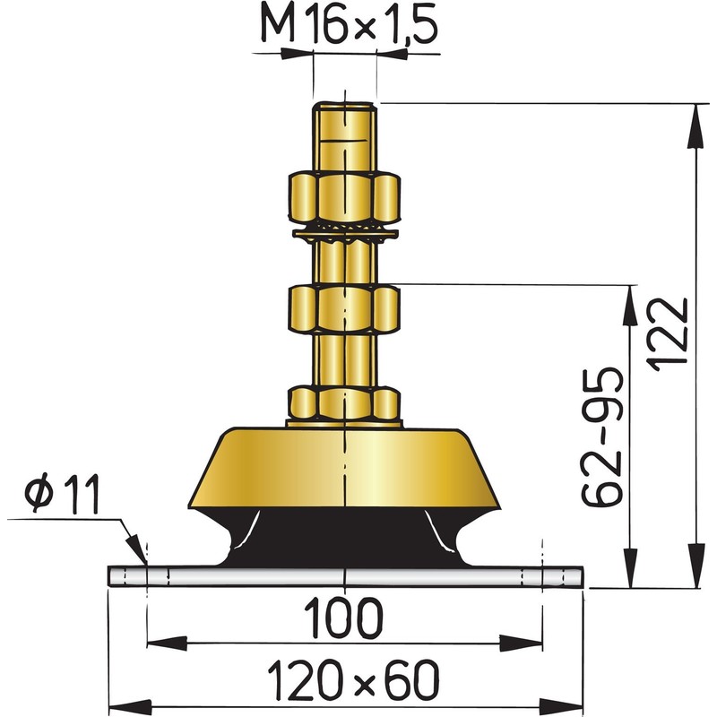 Vetus flexibles Motorlager Typ-K100