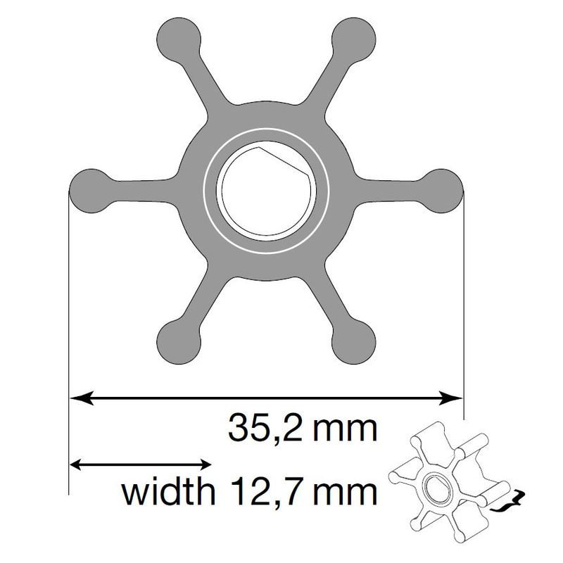 Johnson Impeller für F2 Pumpe, Nitril, mit O-Ring Johnson Impeller für F2 Pumpe, Nitril, mit O-Ring