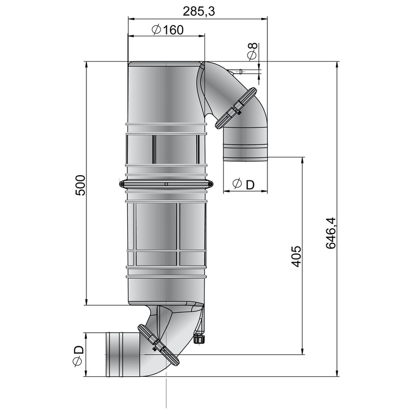 Vetus Kunststoff Schwanenhals / Schalldämpfer 90mm